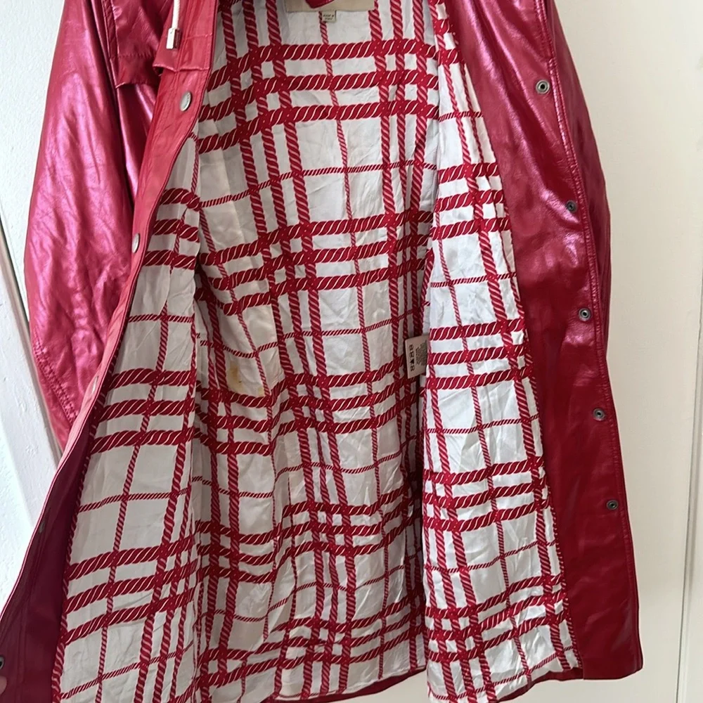 Burberry Red Removable Hood Trench Coat - Picture 5 of 6